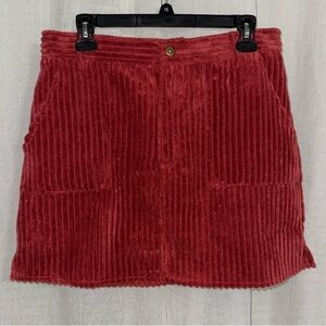 new in L Burgundy Macro Corduroy Mini Pencil Skirt with Pockets
